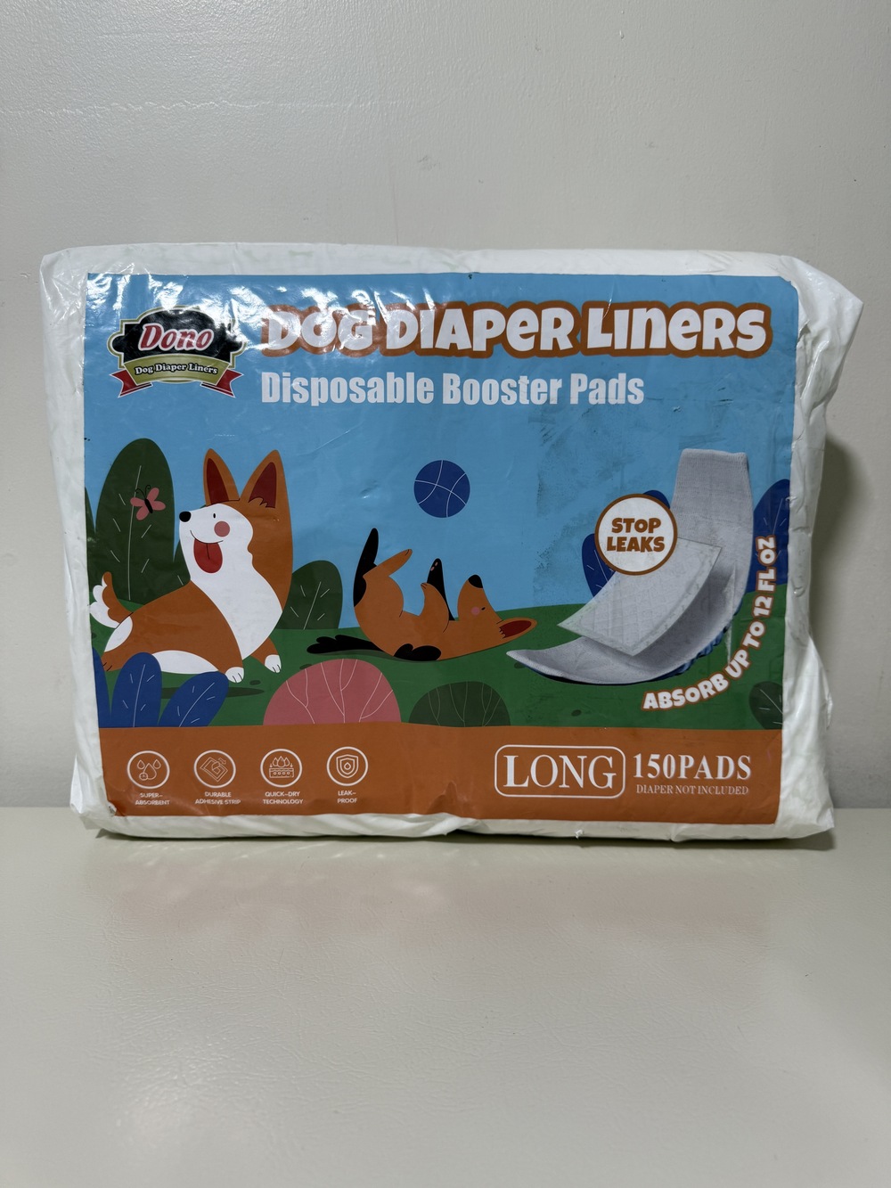 Dog Diaper Liners Long 150 ct Disposable Booster Pads Male Female Dogs